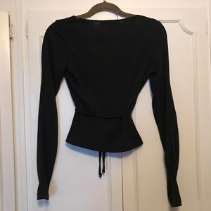 Black crop top with slits down sleeves